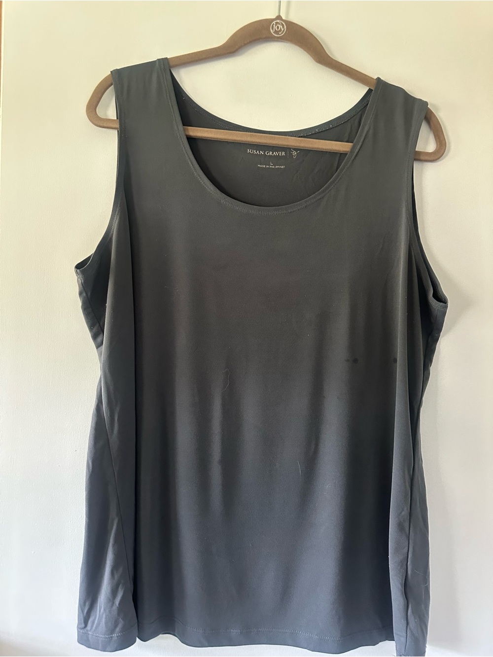 Susan Graver Charcoal Scoop Neck Sleeveless Tank